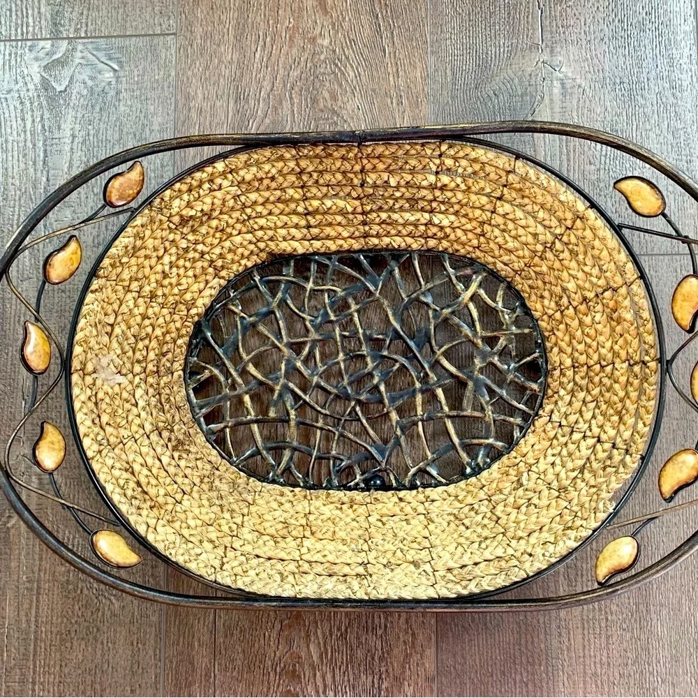 Woven Basket with Metal Frame
